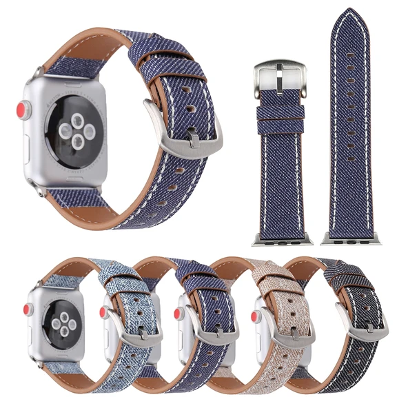 Apple Watch Deri Kayış Gri Kovboy Desenli 42mm-49mm Uyumlu - 9