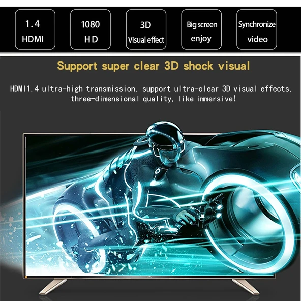 1.8 Metre HDMI 19 Pin Kablo 1.4 Versiyon Altın Kaplama Siyah - 6