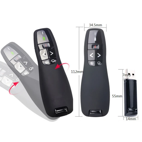 Multimedya Sunum Kumandası Lazer İşaretçi USB Alıcılı Siyah 15 Metre Kontrol Mesafesi R400 - 7