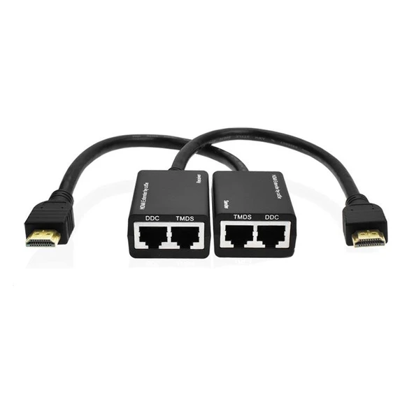 Cat5e 6 LAN Kablosu ile HDMI Uzatıcı 30 Metre 1080P Siyah - 2