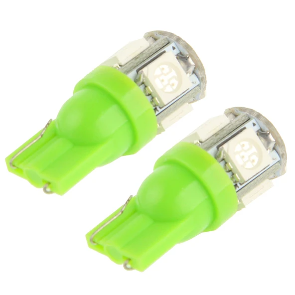T10 Yeşil 5 LED 5050 SMD Araç Sinyal Ampulü Çift - 3