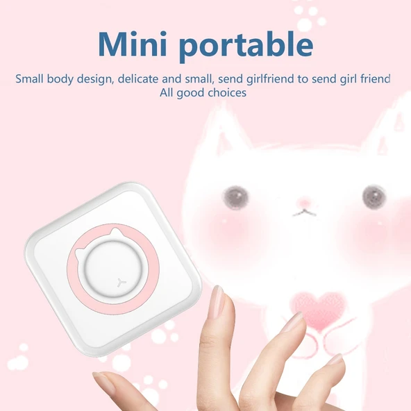 C15 Mini Öğrenci Bluetooth Kablosuz Termal Fotoğraf Etiket Yazıcısı Pembe 5 Sticker 5 Kağıt - 8