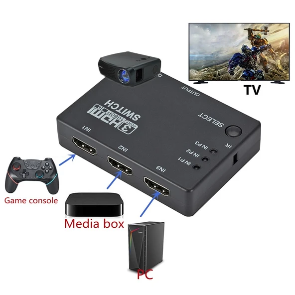Full HD 1080P 3D HDMI 3x1 Anahtarlayıcı IR Kumandalı - 5