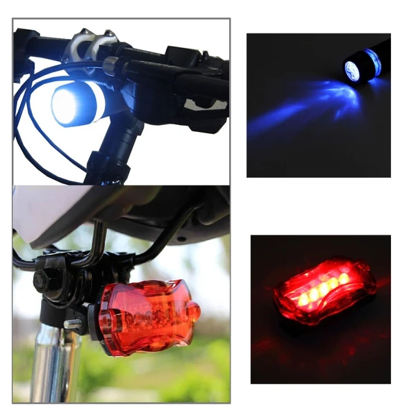 5 LED Suya Dayanıklı Bisiklet Ön Farı ve Arka Güvenlik Feneri - 12