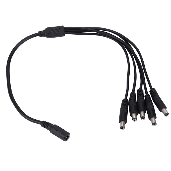 1 Dişi 5 Erkek Fişli 5.5 x 2.1mm DC Güç Kablosu Siyah