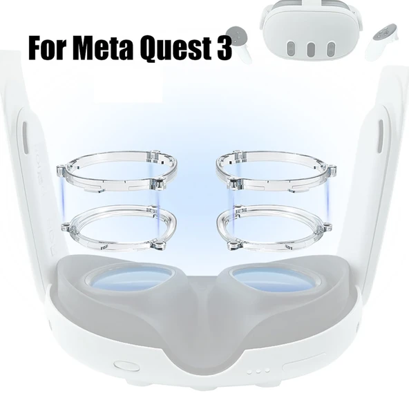 Meta Quest 3 VR Manyetik Gözlük Çerçevesi Siyah Anti Mavi Işık Lensli - 5