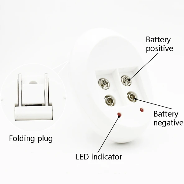 9V Lityum İyon Şarj Cihazı 6F22 Model ABD Prizi - 3