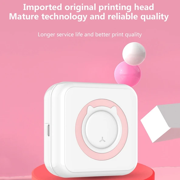 C15 Mini Öğrenci Bluetooth Kablosuz Termal Fotoğraf Etiket Yazıcısı Pembe 5 Sticker 5 Kağıt - 5