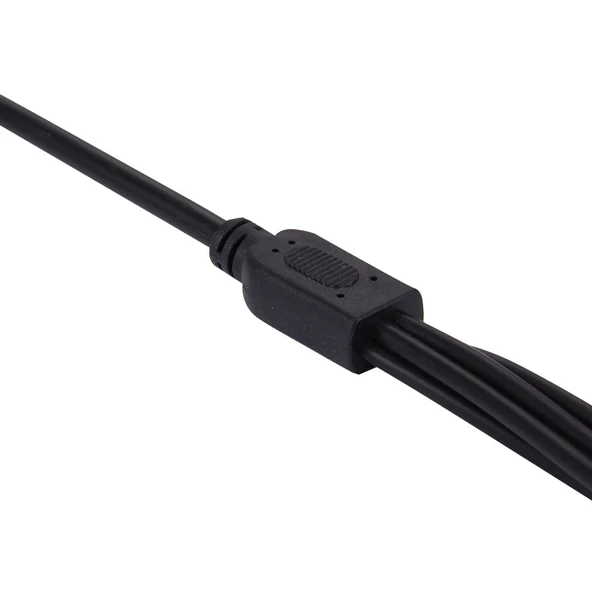 1 Dişi 5 Erkek Fişli 5.5 x 2.1mm DC Güç Kablosu Siyah - 4