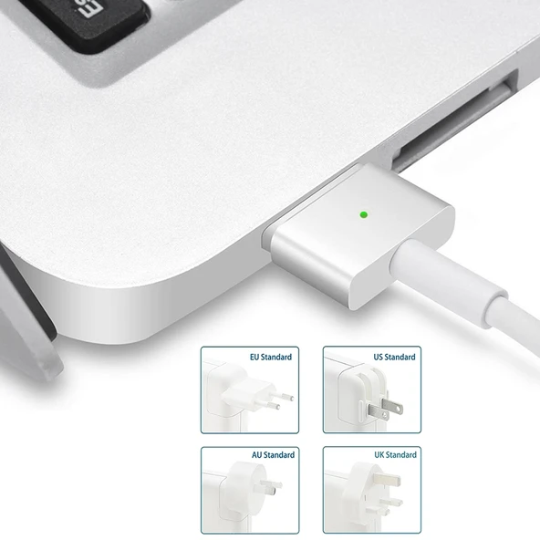 MacBook A1436 45W 14.85V 3.05A 5 Pin MagSafe 2 Güç Adaptörü 1.6m Kablo ABD Fişi Beyaz - 6