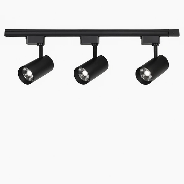 Modern 3'lü Siyah Alaminyum Kasa Ray Spot Aydınlatma Seti 30W 4000K Doğal Beyaz Işık 3200 lm A+ Enerji Sınıfı - 3