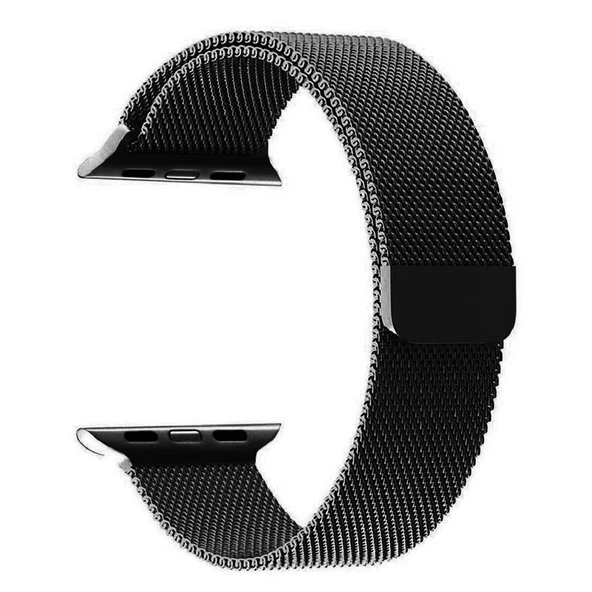 Apple Watch 38mm Milanese Loop Manyetik Paslanmaz Çelik Kordon Siyah - 2