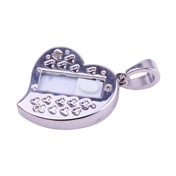 Gumus Kalp Sekilli Pirlanta Takili USB Flash Bellek 8GB - 3