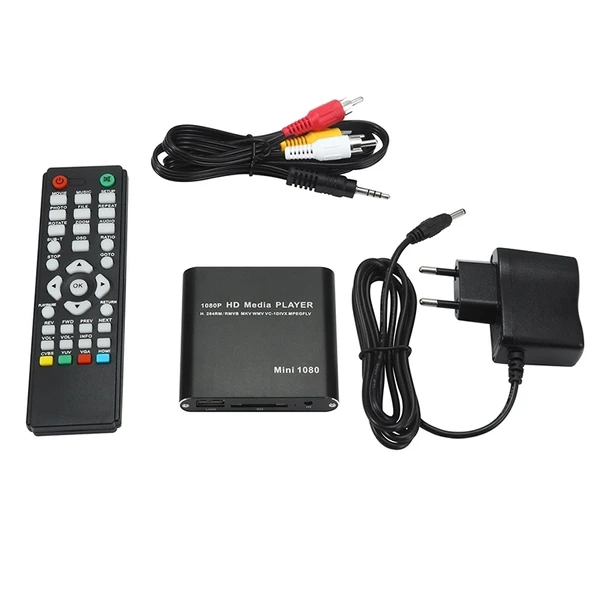 Mini 1080P Full HD Medya Oynatıcı USB HDD SD MMC Kart Destekli Siyah EU Fiş - 3