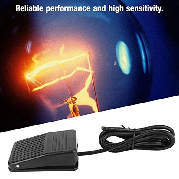 TFS-01 Model AC 250V 10A Kaymaz Plastik Kasa Ayak Kontrollü Pedal Anahtarı 1 Metre Kablo Siyah - 4
