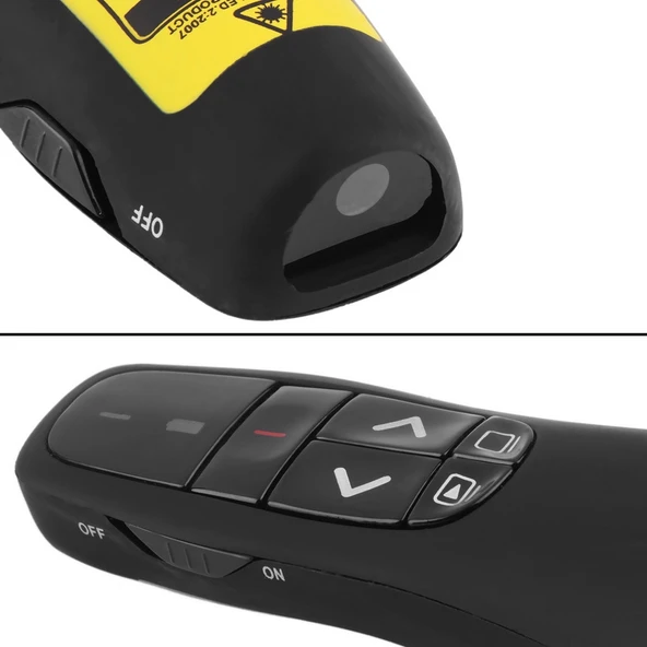 Multimedya Sunum Kumandası Lazer İşaretçi USB Alıcılı Siyah 15 Metre Kontrol Mesafesi R400 - 6
