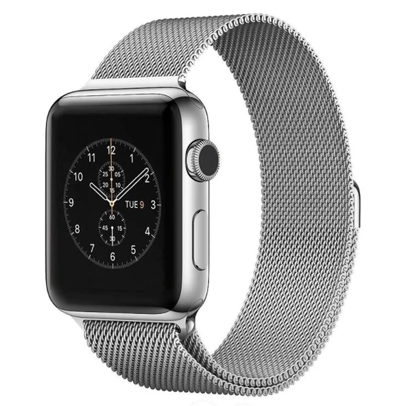 Apple Watch 38mm Milanese Loop Manyetik Paslanmaz Çelik Saat Kordonu Gri - 1