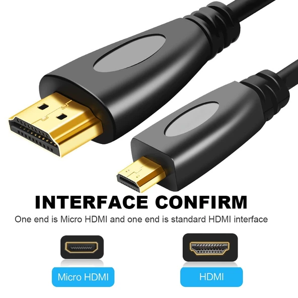 1.8 Metre Altın Kaplama 3D 1080P Mikro HDMI Erkek - HDMI Erkek Kablo - 2