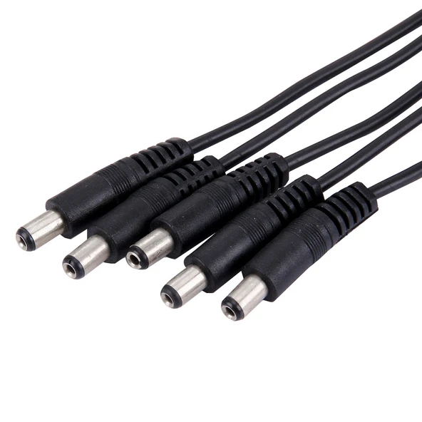 1 Dişi 5 Erkek Fişli 5.5 x 2.1mm DC Güç Kablosu Siyah - 3