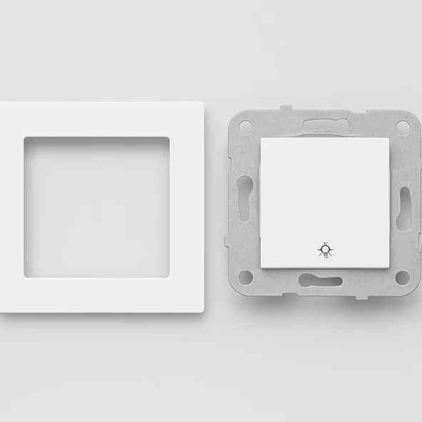 Karen Modern Beyaz Zil Anahtarı Seti (Çerçeveli) Tasarım Anahtar - 2