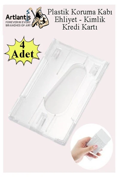 Şeffaf Kart Kılıfı Kimlik Ehliyet Kredi Kartı Koruyucu 4 Adet Pvc Plastik Kart Koruma Kabı