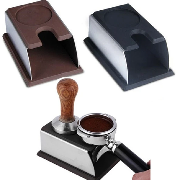 Paslanmaz Çelik Silikon Espresso Kahve Tamper Standı Barista Aracı Toz Pedli Kahve Dövücü Standı Kahverengi - 3