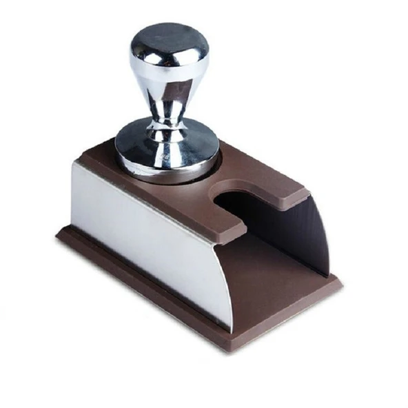 Paslanmaz Çelik Silikon Espresso Kahve Tamper Standı Barista Aracı Toz Pedli Kahve Dövücü Standı Kahverengi - 4