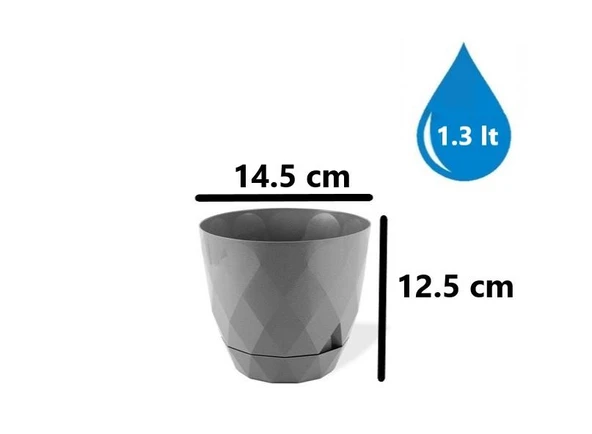 Omnipazar KRS-452 Yakamoz Tabaklı Plastik Saksı Takımı 1.3 Litre No 2 - 7