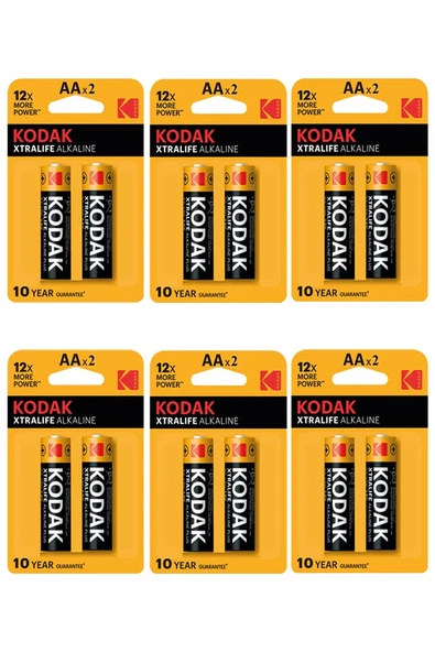 Xtralife Alkalin Kalem Pil AA 12 Adet Kodak Kaliteli Uzun Ömürlü 1.5 V Kalem Pil Orjinal Kumanda Fener Saat Cihazlar