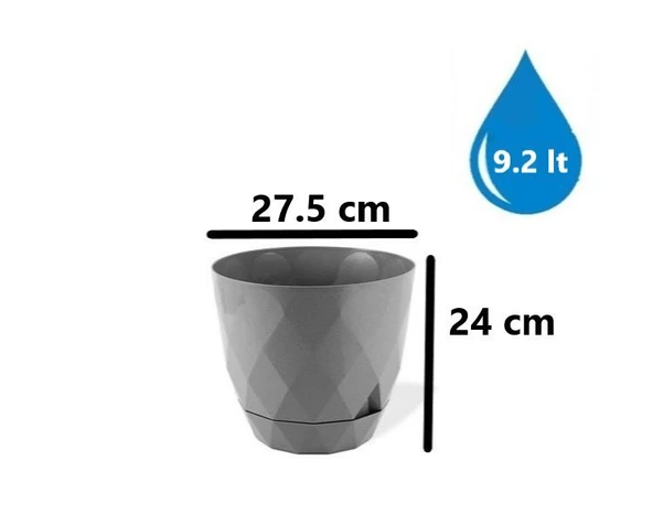 Omnipazar KRS-455 Yakamoz Tabaklı Plastik Saksı Takımı 9.2 Litre No 5 - Resim 2