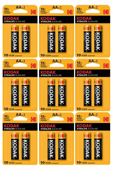 Xtralife Alkalin Kalem Pil AA 18 Adet Kodak Kaliteli Uzun Ömürlü 1.5 V Kalem Pil Orjinal Kumanda Fener Saat Cihazlar
