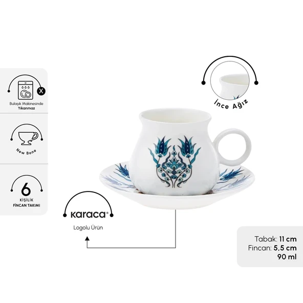 Karaca Bursa 6 Kişilik Kahve Fincanı Takımı 90 ml - 2
