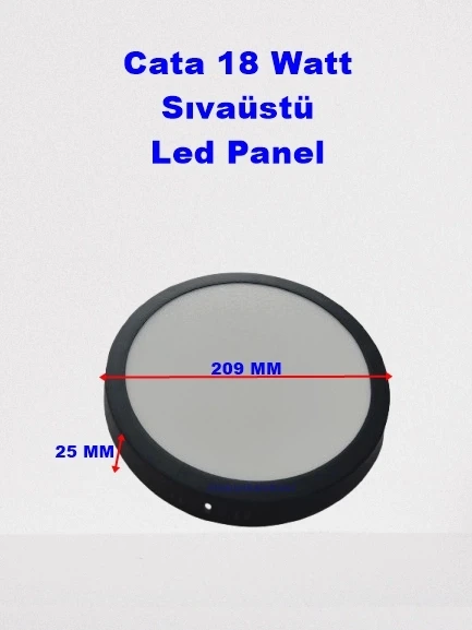 CATA 18W Yuvarlak Sıva Üstü Led Panel 6500K SİYAH Kasa Beyaz Işık IP20 - 2