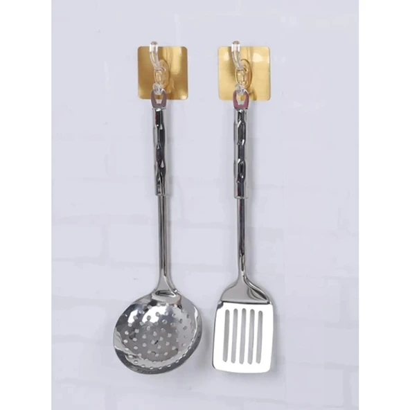 6lı Gold Kanca Askı Güçlü Yapışkanlı Mutfak Banyo Askısı - 3