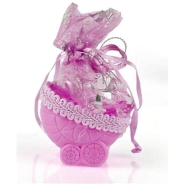Bebek Mevlüt Şekeri - Pembe Bebek Arabası - 9