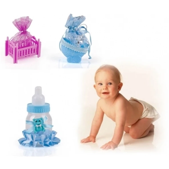 Bebek Mevlüt Şekeri - Pembe Bebek Arabası - 8
