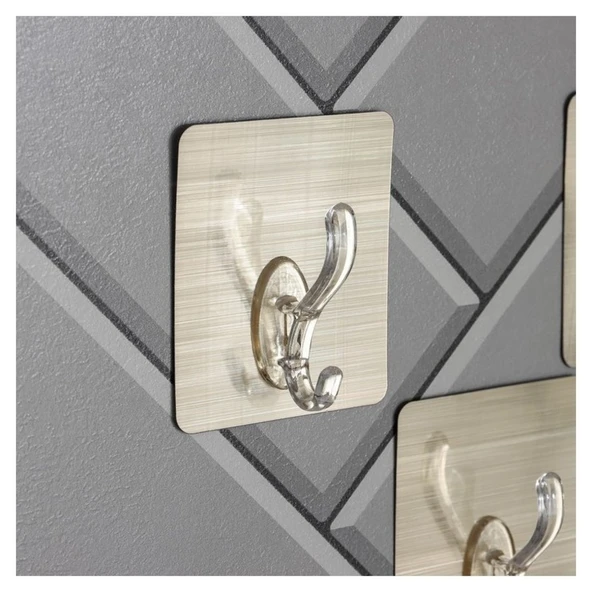 6lı Gold Kanca Askı Güçlü Yapışkanlı Mutfak Banyo Askısı - 9