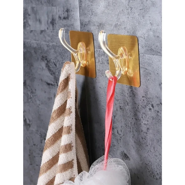 6lı Gold Kanca Askı Güçlü Yapışkanlı Mutfak Banyo Askısı - 10