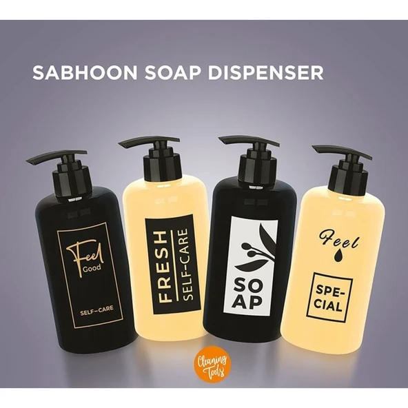 Sıvı Sabunluk Yuvarlak Plastik Pompalı 500 ML - Siyah - 24