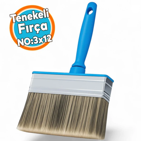 Solvente Dayanıklı Tenekeli Fırça 3×12 Kıl Dökmez Boya Badana Plastik Saplı Tavan Kıl İç Dış Cephe