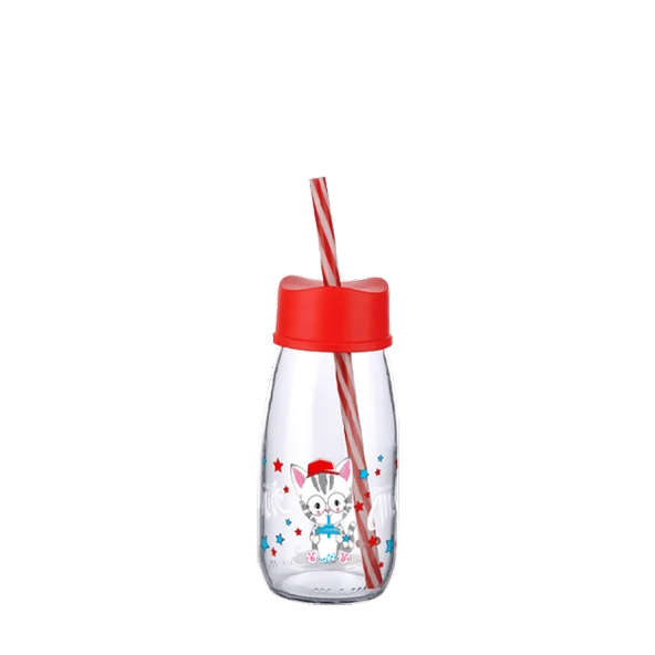 Pipetli Su Ve Süt Şişesi Cam 250 ML - Kırmızı - 3
