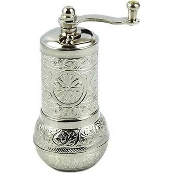 Osmanlı Motifli Kahve ve Baharat Değirmeni Gümüş - 7