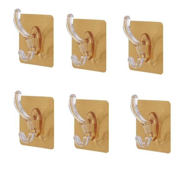 6lı Gold Kanca Askı Güçlü Yapışkanlı Mutfak Banyo Askısı - 11