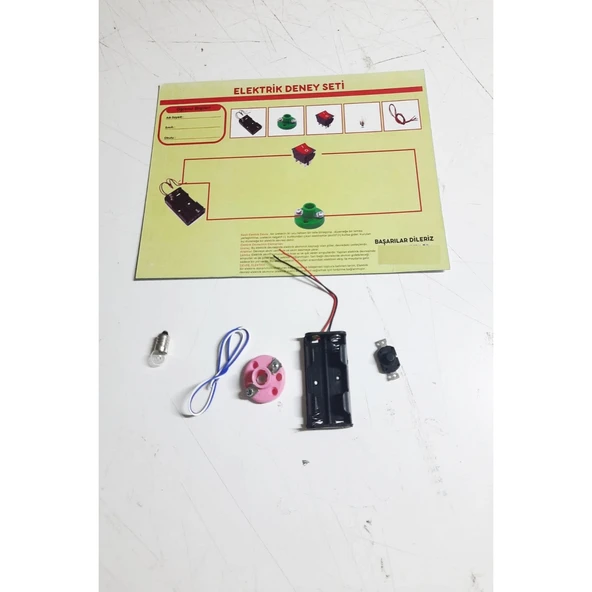 Okul Deney Seti - Elektrik Seti Ampul - Pil Yatağı - Duy -Düğme Seti - 4