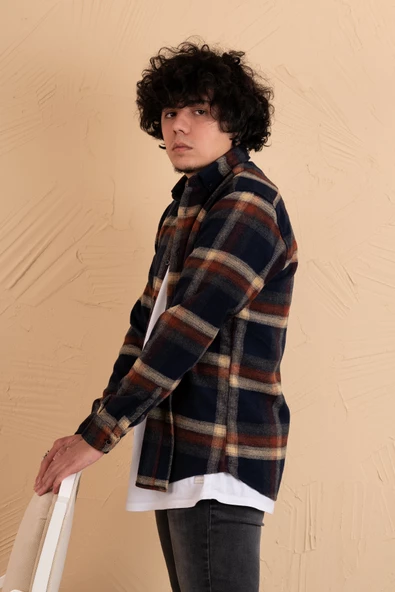 MUGİ SLİMFİT EKOSELİ ERKEK ODUNCU GÖMLEK - Resim 4