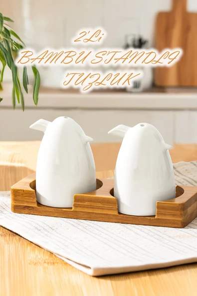 Porsima 102001 Grage 2li Standlı Porselen Tuzluk Biberlik Seti ürün görseli 1