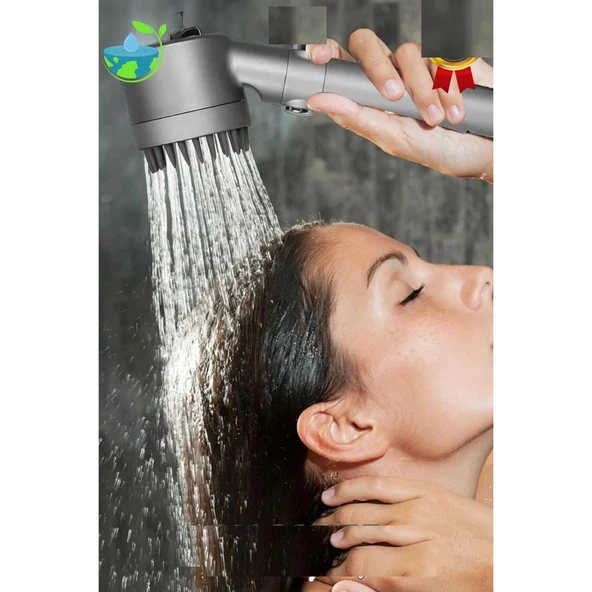 3 Fonksiyonlu Masajlı Duş Başlığı – Kireç Filtreli Start- Stop Tuşlu Banyo Duş Başlık - 2