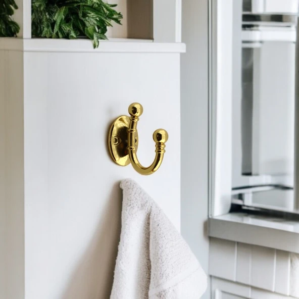 Vestiyer Dolap Askılık Askılığı Duvar Banyo Mutfak Elbise Çanta Askısı Askı Gold Altın - 2