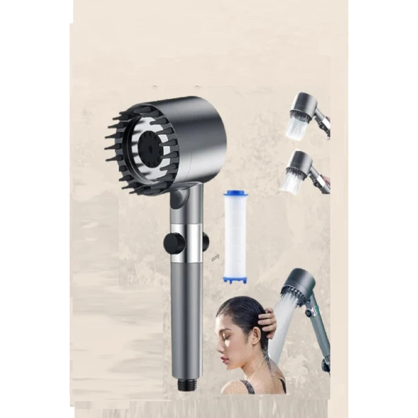 3 Fonksiyonlu Masajlı Duş Başlığı – Kireç Filtreli Start- Stop Tuşlu Banyo Duş Başlık - 10