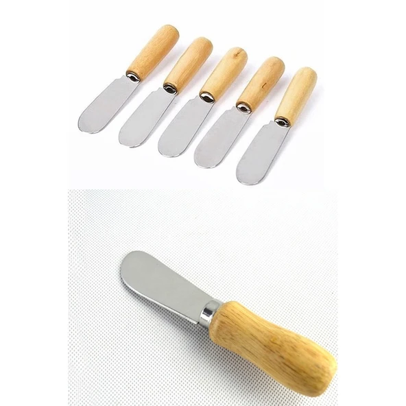 Tereyağı Bıçağı - Mini Spatula Ahşap Saplı 6 Adet - 6